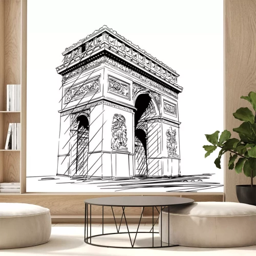 Sticker  Sketch of Arc de Triomphe in Paris, France, Hand drawn illustration isolated