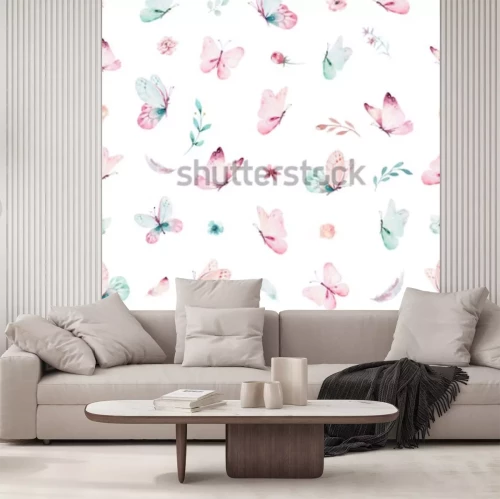 Sticker  Petits papillons sur fond blanc