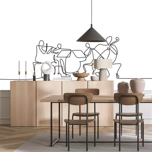 Sticker  continuous line drawing of jazz classical music concert performance on the stage.