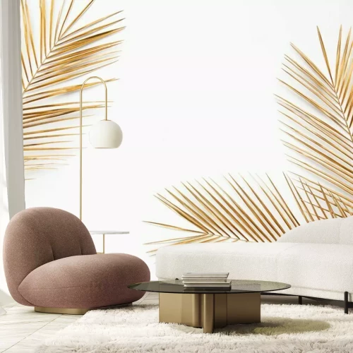 Papier peint  Feuilles de palmier jaunes