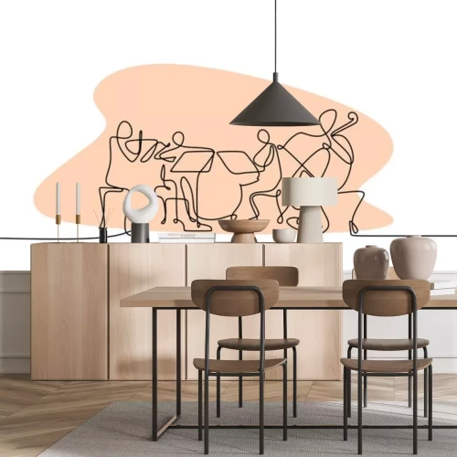 Sticker  continuous line drawing of jazz classical music concert performance on the stage.