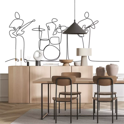 Sticker  continuous line drawing of jazz classical music concert performance on the stage.