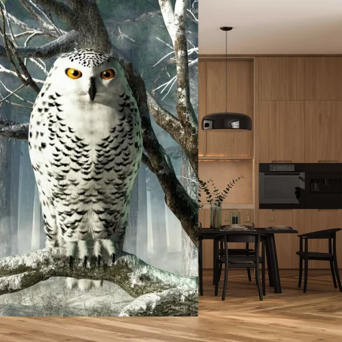 Papier peint  Harfang des neiges perché sur une branche