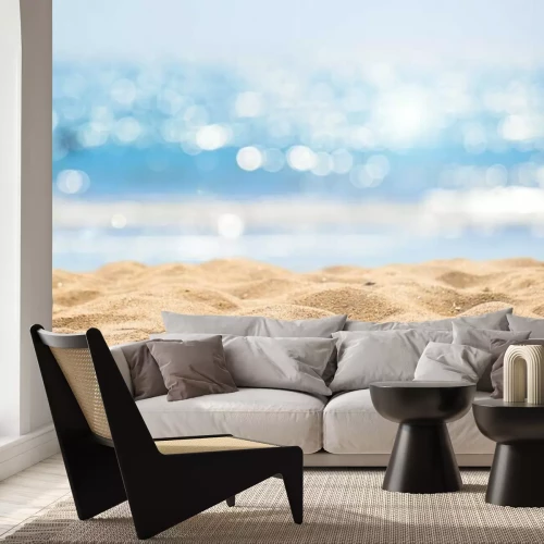 Papier peint  Plage sur fond de mer scintillante