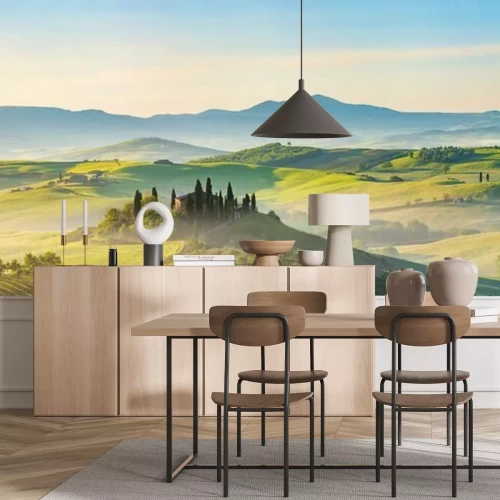 Papier peint  Beautiful foggy landscape in Tuscany, Italy