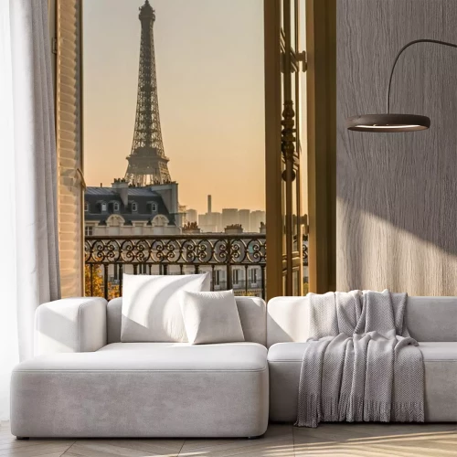 Sticker  Un charmant balcon avec vue sur la tour Eiffel