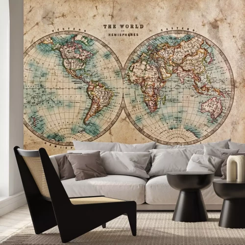 Papier peint  Carte de Vieux Monde dans les hémisphères