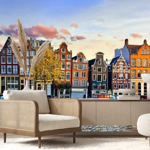 Papier peint  Charmants immeubles d'appartements à Amsterdam