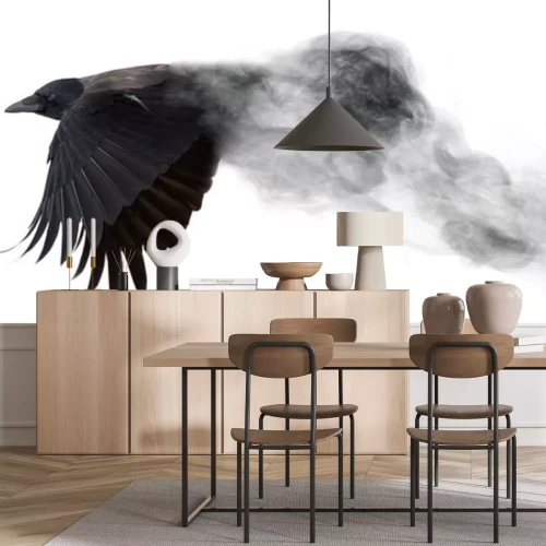 Sticker  Un oiseau volant se dissolvant en fumée