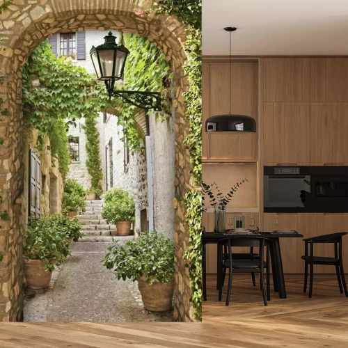 Papier peint   Arch on the old street, fresco