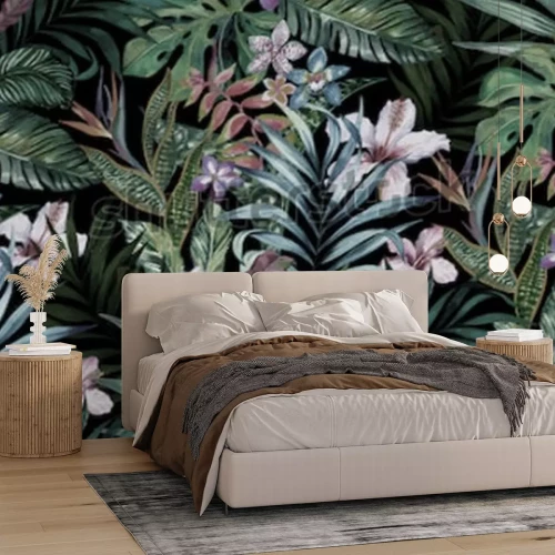 Papier peint  Motif de fleurs tropicales