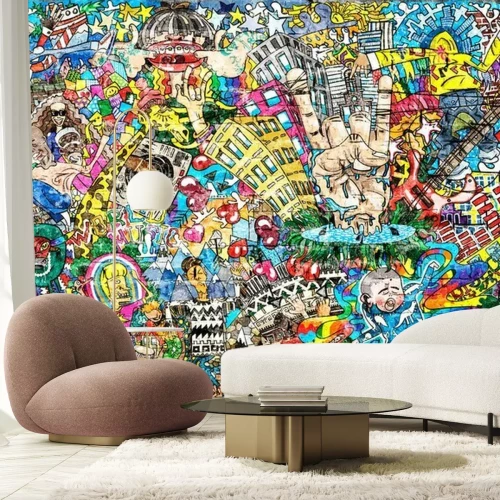 Papier peint  Graffiti 3D en couleurs