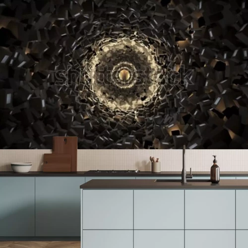 Papier peint  Tunnel noir géométrique