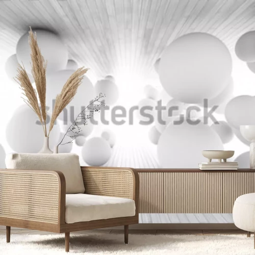 Papier peint  Sphères blanches dans un tunnel solaire 3D