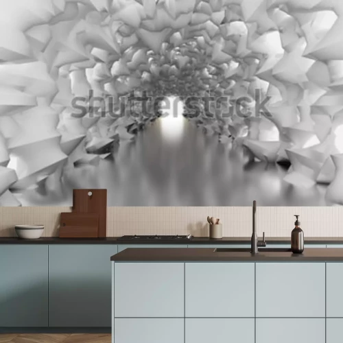 Papier peint  Tunnel lumineux avec éclairage à effet 3D