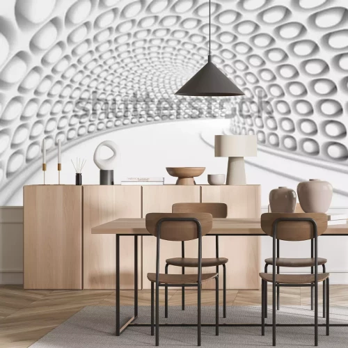 Papier peint  Tunnel blanc abstrait avec effet 3D