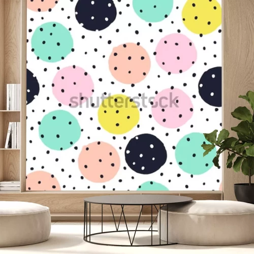 Sticker  Creative modèle sans couture avec des textures dessinées à la main. Abstrait Motif à pois.