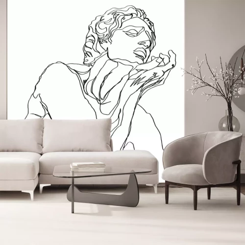 Sticker  One line drawing sketch greek sculpture.Modern single line art, aesthetic contour. Perfect for home decor such as posters, wall art, tote bag, t-shirt print, sticker