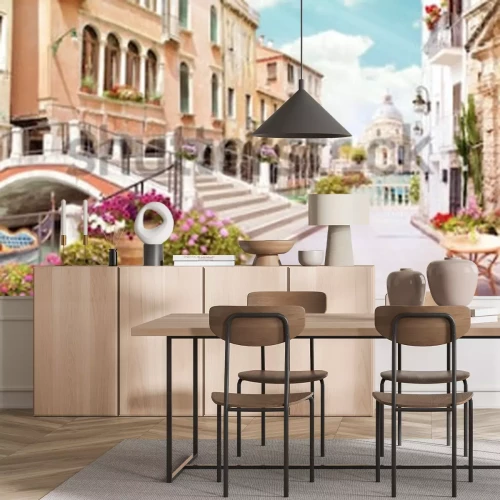 Papier peint  Ruelle pittoresque et canal