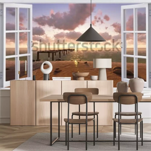 Papier peint  Pierres sur une plage blanche