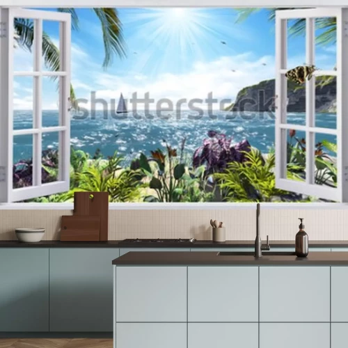 Papier peint  Belle vue depuis la fenêtre