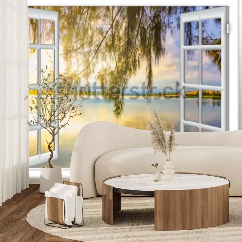 Papier peint  Vue sur l'océan paradis de la fenêtre sur l'île de journée d'été ensoleillée