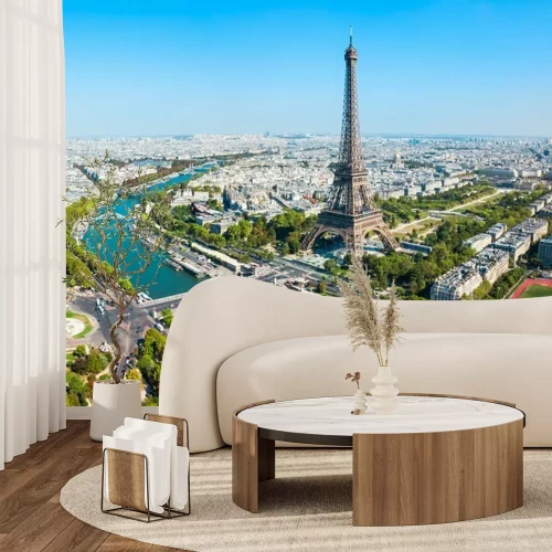 Papier peint  Eiffel Tower aerial view, Paris