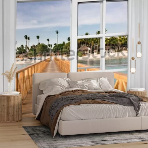 Papier peint  Pont en bois sur une plage