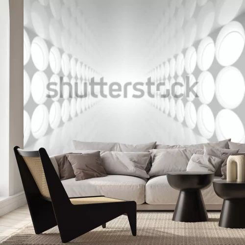 Papier peint  Tunnel abstrait en blanc