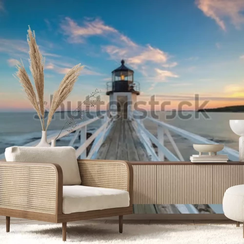 Papier peint  Phare et mer 3D