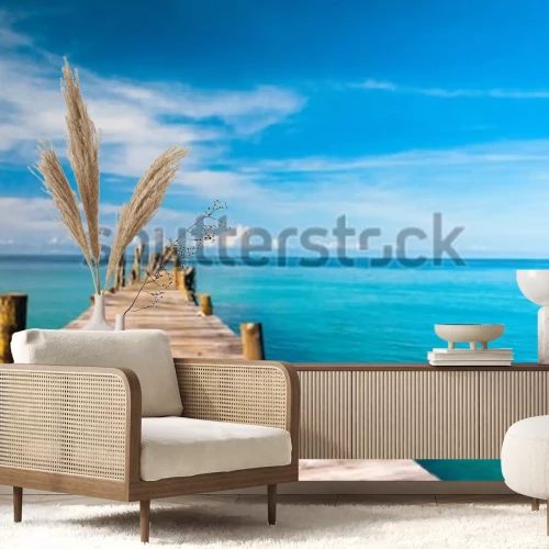 Papier peint  Passerelle océan bleu