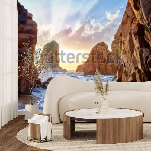 Papier peint  Montagnes au bord de la mer