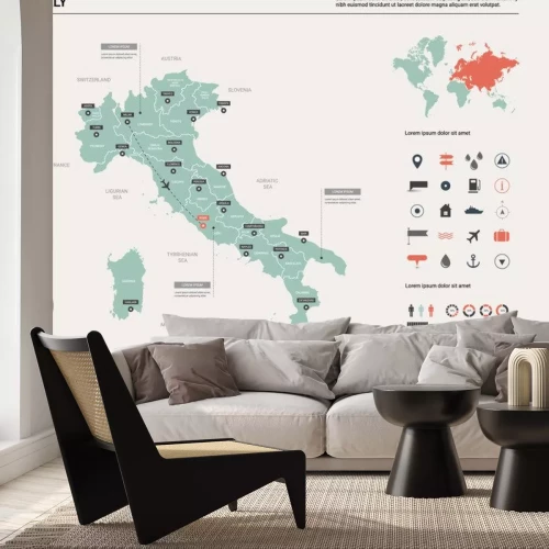 Sticker  Vector map of Italy. High detailed country map with division, cities and capital Rome. Political map,  world map, infographic elements.