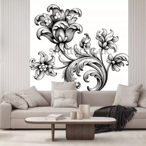 Sticker  Tulipe sur un ornement vintage