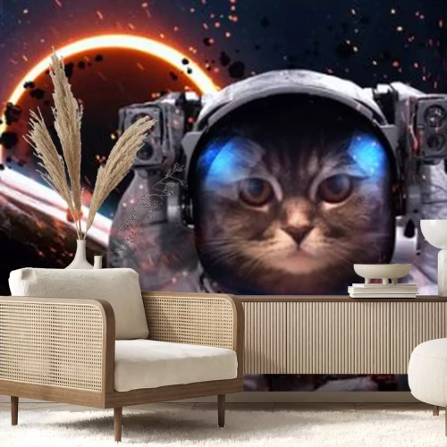 Papier peint  Brave cat astronaut at the spacewalk. This image elements furnished by NASA