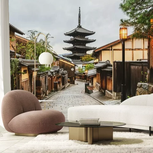 Papier peint  Rue menant à un temple oriental