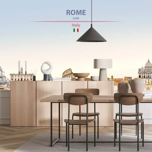 Sticker  Vector illustration of Rome city skyline on colorful gradient beautiful daytime background