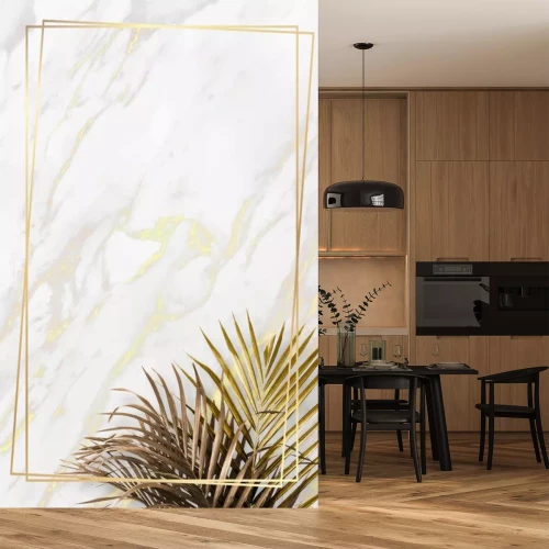 Sticker  Surface et feuilles de marbre glamour