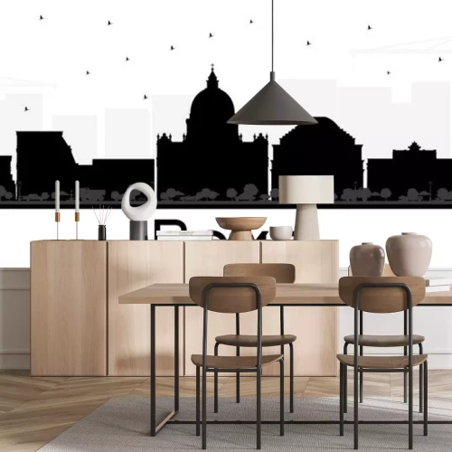 Sticker  Rome Italy City Skyline Silhouette with Black Buildings Isolated on White.