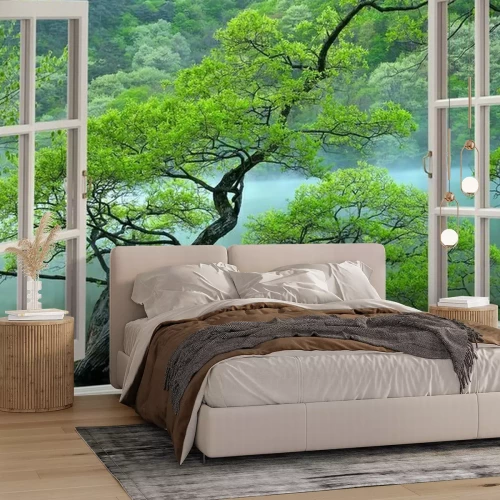 Papier peint  3d wallpaper lake and sea or waterfall 