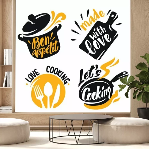 Sticker  Motifs de cuisine sur fond blanc