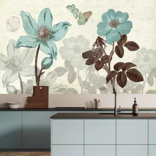 Papier peint  Fleurs abstraites vintage