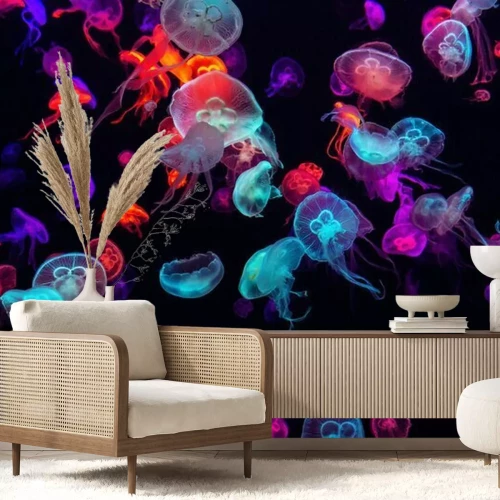 Papier peint  Méduses colorées