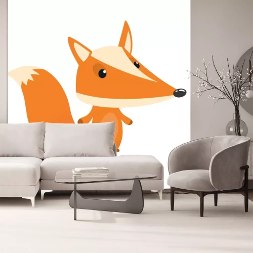 Sticker   Cute cartoon fox character isolated. Flat design Vector illustration