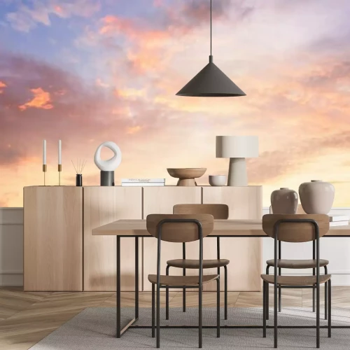 Papier peint  Ciel nuageux aux tons roses et orange