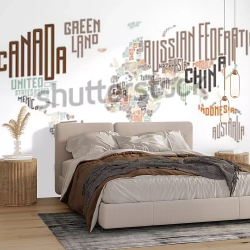 Sticker  Carte du monde faite de noms de pays typographiques. Illustration vectorielle