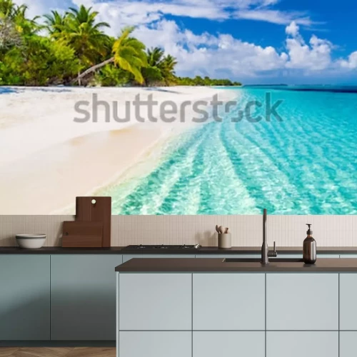 Papier peint  Palmiers tropicaux et océan