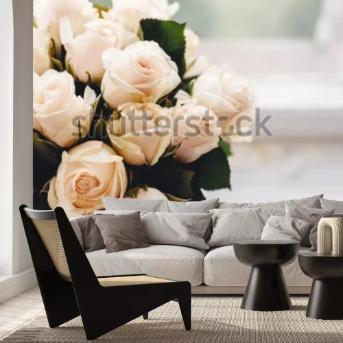 Papier peint  Roses blanches bouquet