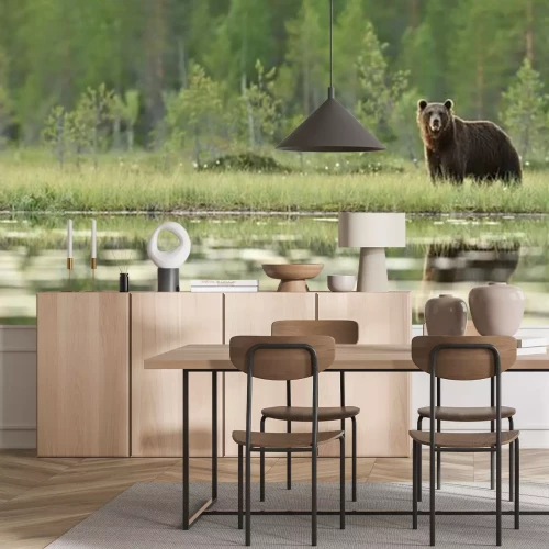 Papier peint  Paysage panoramique avec un ours