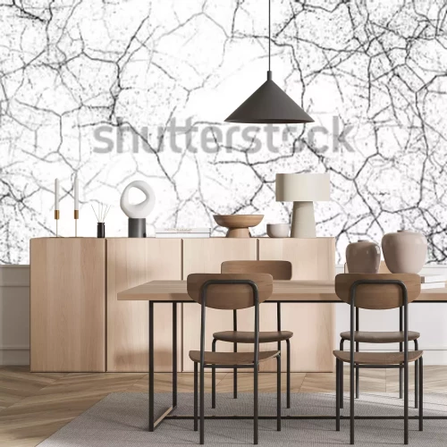 Papier peint  Surface craquelée en noir et blanc